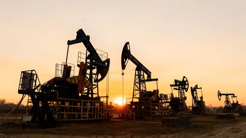 Oil pumps at sunset in West Texas, symbolizing the high-stakes, modern frontier at the heart of Landman’s gripping story.
