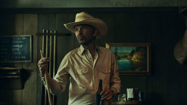 Tommy Norris, standing strong with a pool cue in Landman Season 1, faces cartel threats, betrayal, and family chaos ahead.